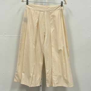 Afends Organic Cotton Wide Leg Culotte Pants Cream Off White US 6 Minimalist
